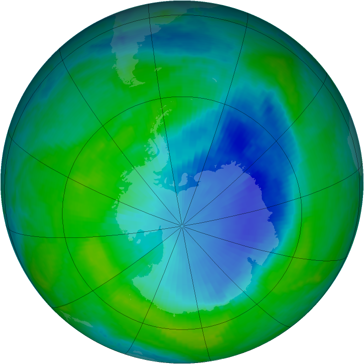 Antarctic ozone map for 11 December 1998